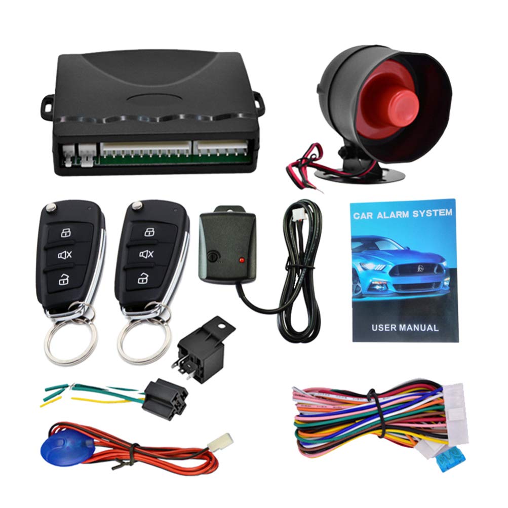 Wakauto 12V Car Alarm Security System with Keyless Entry & Remote Control - 2 Door Central Locking Kit for Enhanced Vehicle Protection | Perfect for Cars, Trucks, and SUVs