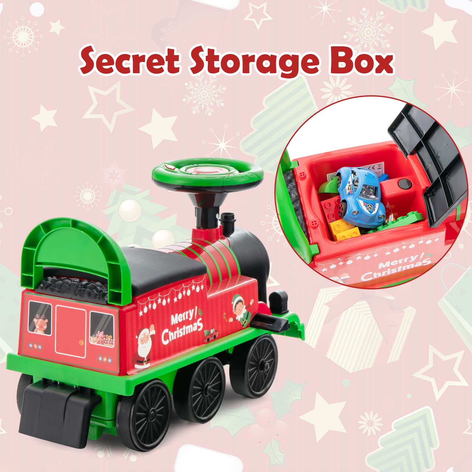 HONEY JOY 6V Battery Powered Electric Ride On Train Toy for Kids with 16 PCS Tracks, Flashing Lights & Music, Storage Seat - Playable Without Tracks - Perfect Gift for Boys & Girls (Green) - Indoor & Outdoor Play, Birthday & Christmas Present