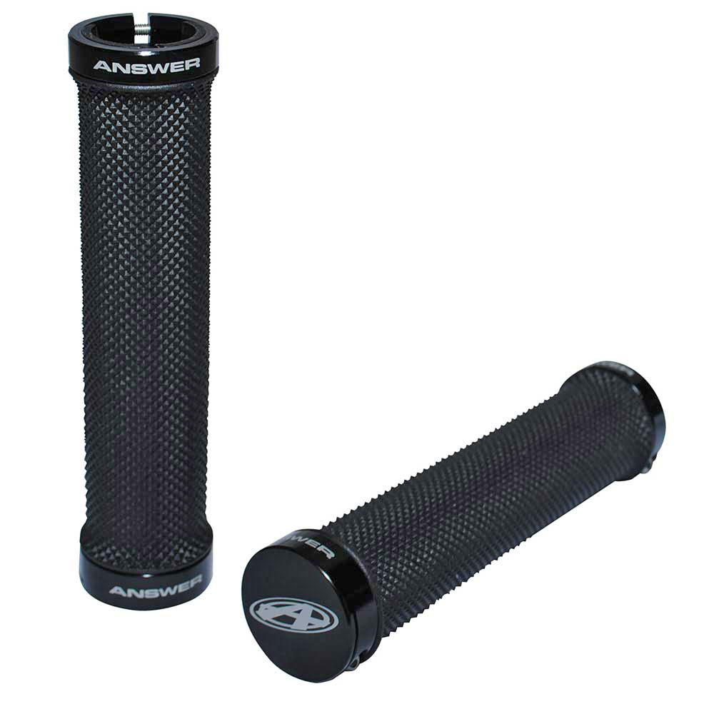 AnswerBMX Pro Flangeless Knurley Bike Grip - Black - Non-Slip Comfort Handlebar Grips for BMX, Mountain & Road Bikes - Ideal for Racing, Commuting & Off-Road Cycling