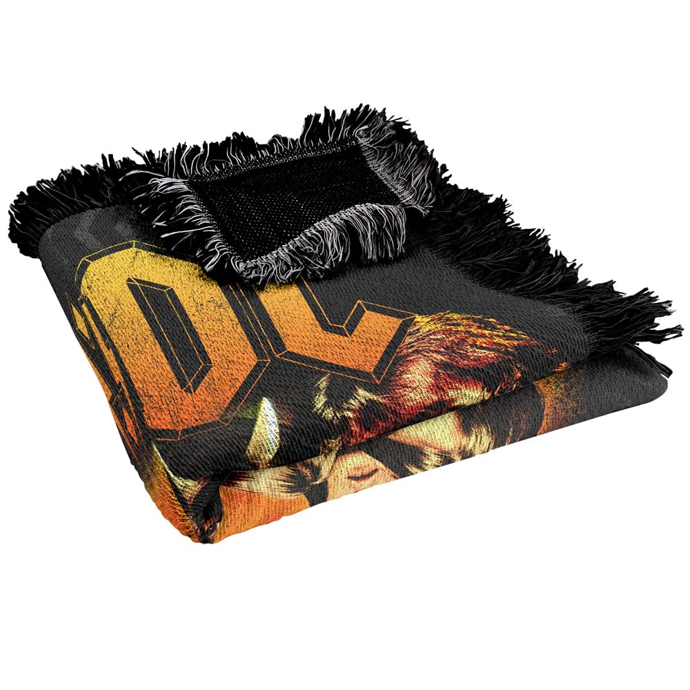 ACDC Highway to Hell Woven Tapestry Throw Blanket - 50x60 Inches Soft Cotton Blend Fringed Blanket for Bed, Sofa & Outdoor Use - Rock Music Gift for Fans