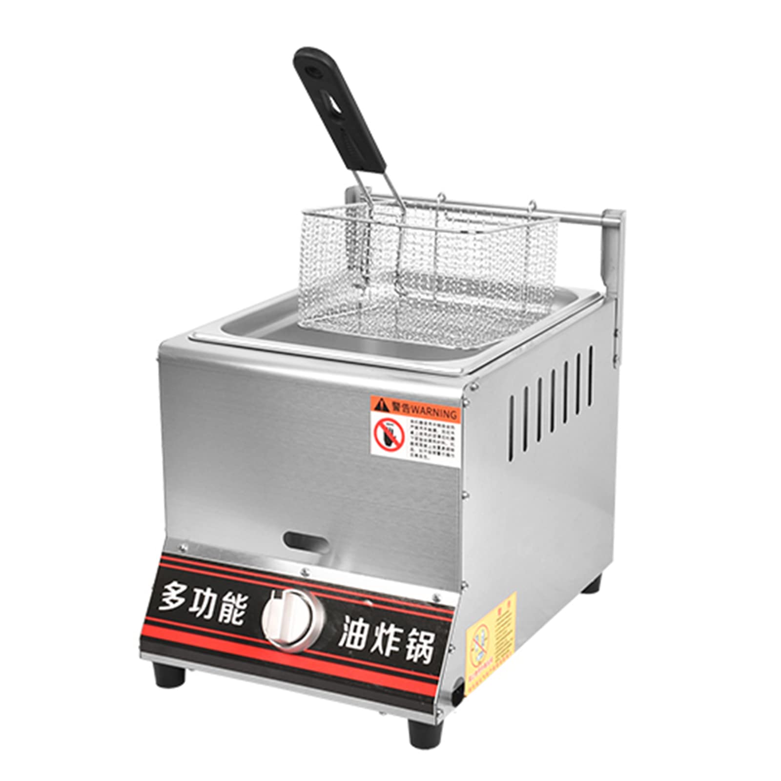 SAIAODI Commercial Stainless Steel Gas Deep Fryer - Double Basket for Home & Restaurant Use - Perfect for Countertop Cooking, Frying Chicken, Fish & French Fries