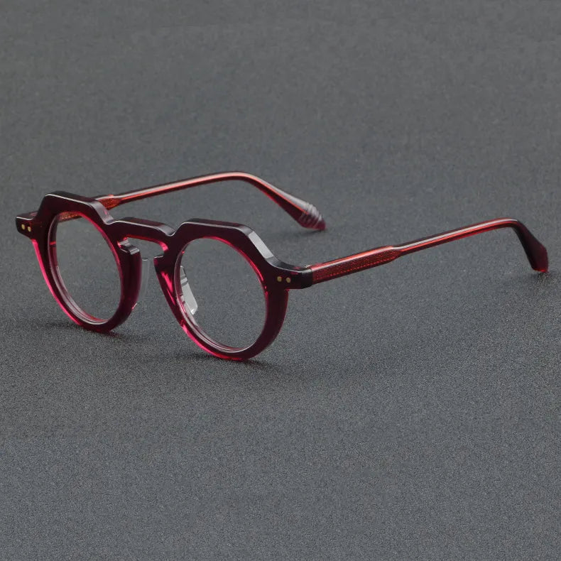 CCspace Women's Full Rim Flat Top Round Acetate Eyeglasses Frame 56936 - Stylish & Lightweight for Work, Reading & Everyday Fashion