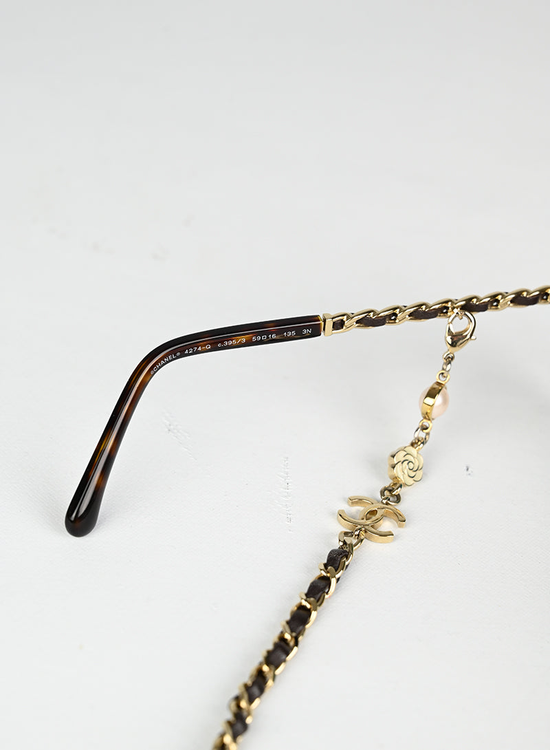Chanel Square Chain Sunglasses - Luxury Designer Sunglasses for Women - Perfect for Beach, Travel & Fashion Accessories