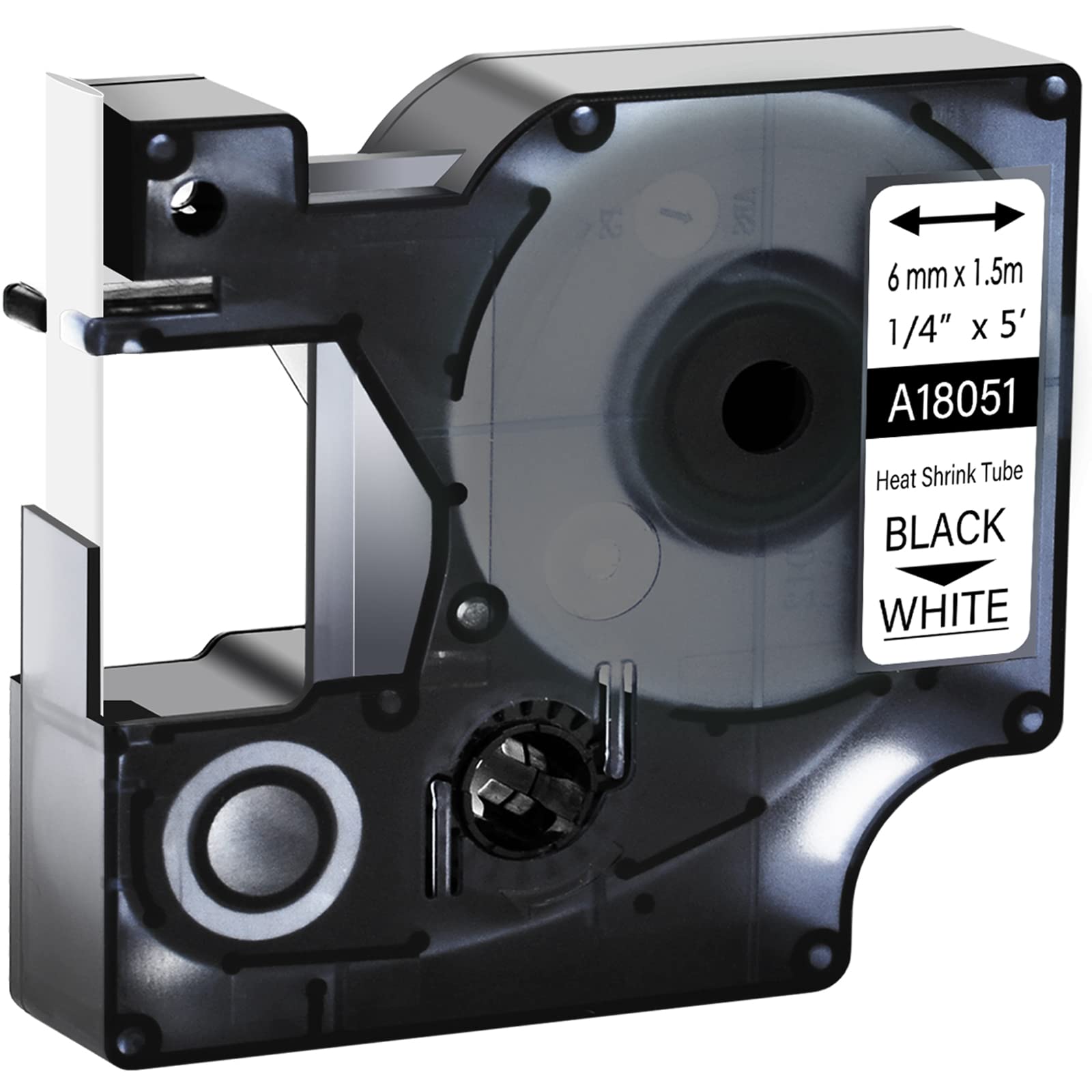 GREENCYCLE Compatible Dymo 18051 Heat Shrink Label Tapes - 1/4 Inch (6mm) x 5ft (1.5m) - 40 Pack Black on White - Works with DYMO Rhino 5200 4200 3000 5000 6000 Label Makers - Perfect for Industrial Labeling, Cable Marking & Electrical Wiring Organization