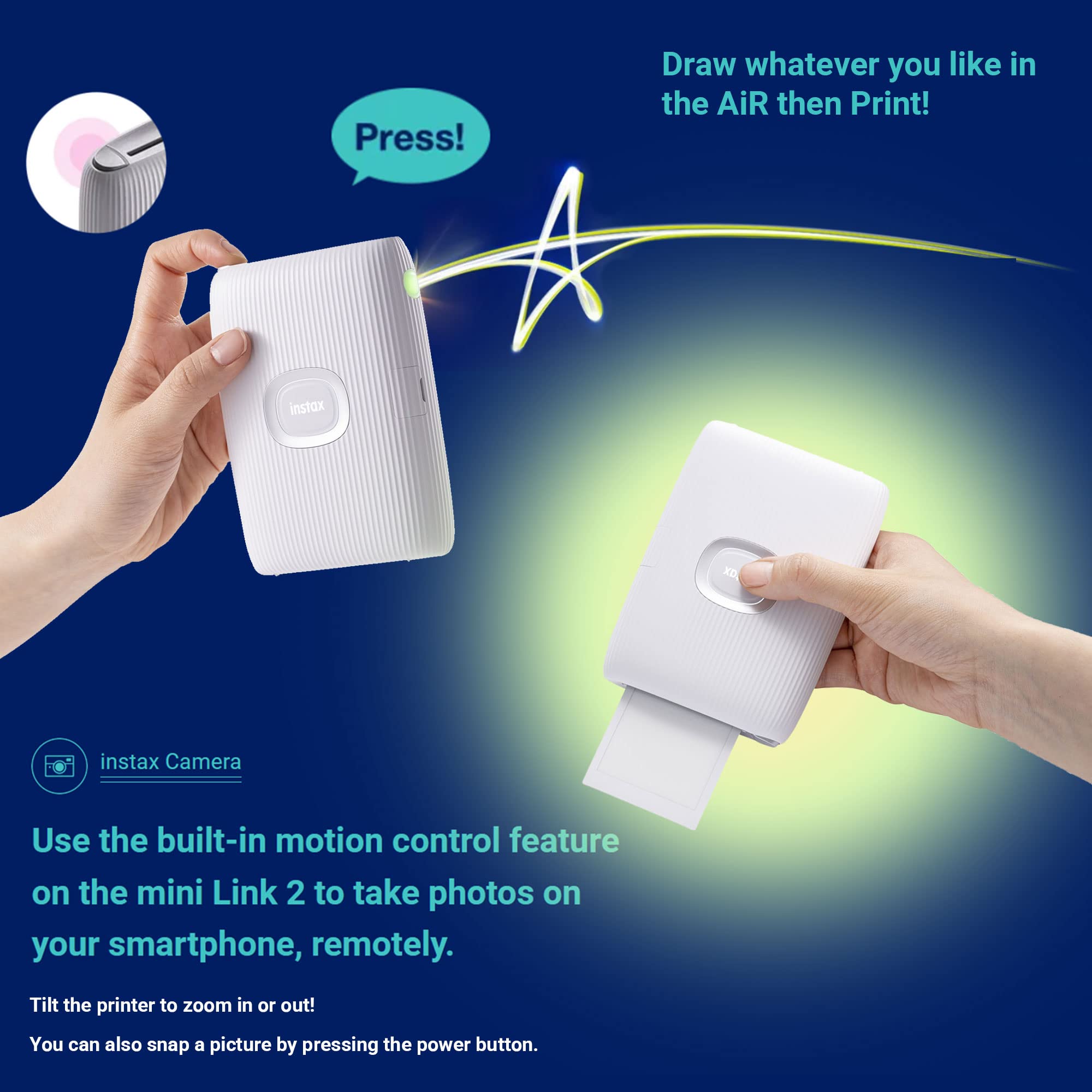 Fujifilm Instax Mini Link 2 Smartphone Printer in Clay White with 40 Sheets Fuji Instax Mini Film & Protective Case - Instant Photo Printing Bundle for Travel, Parties, and DIY Scrapbooking