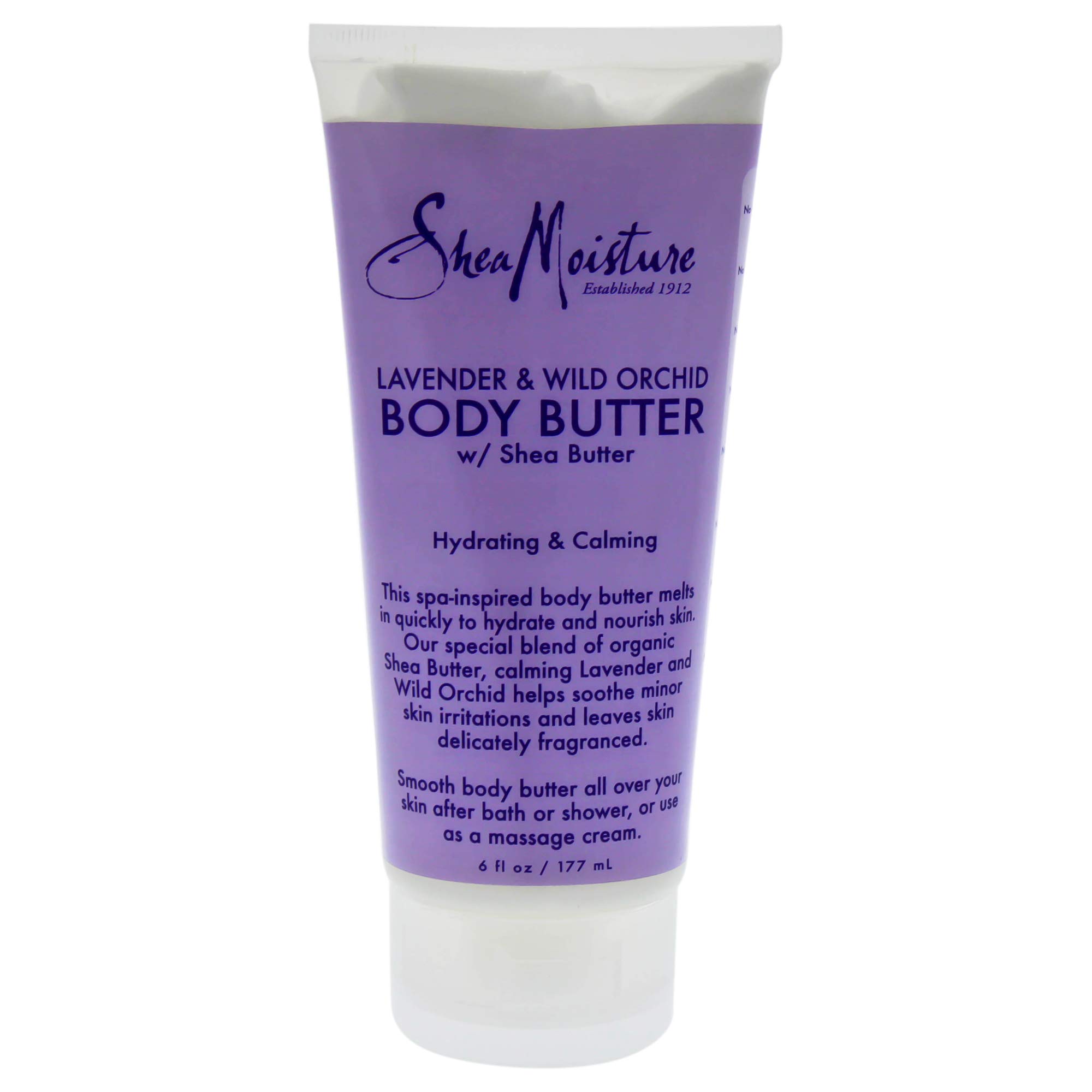 Shea Moisture Lavender & Wild Orchid Body Butter for Unisex - 6 oz Hydrating Moisturizer for Dry Skin | Perfect for Daily Use, Massage & Spa Treatments