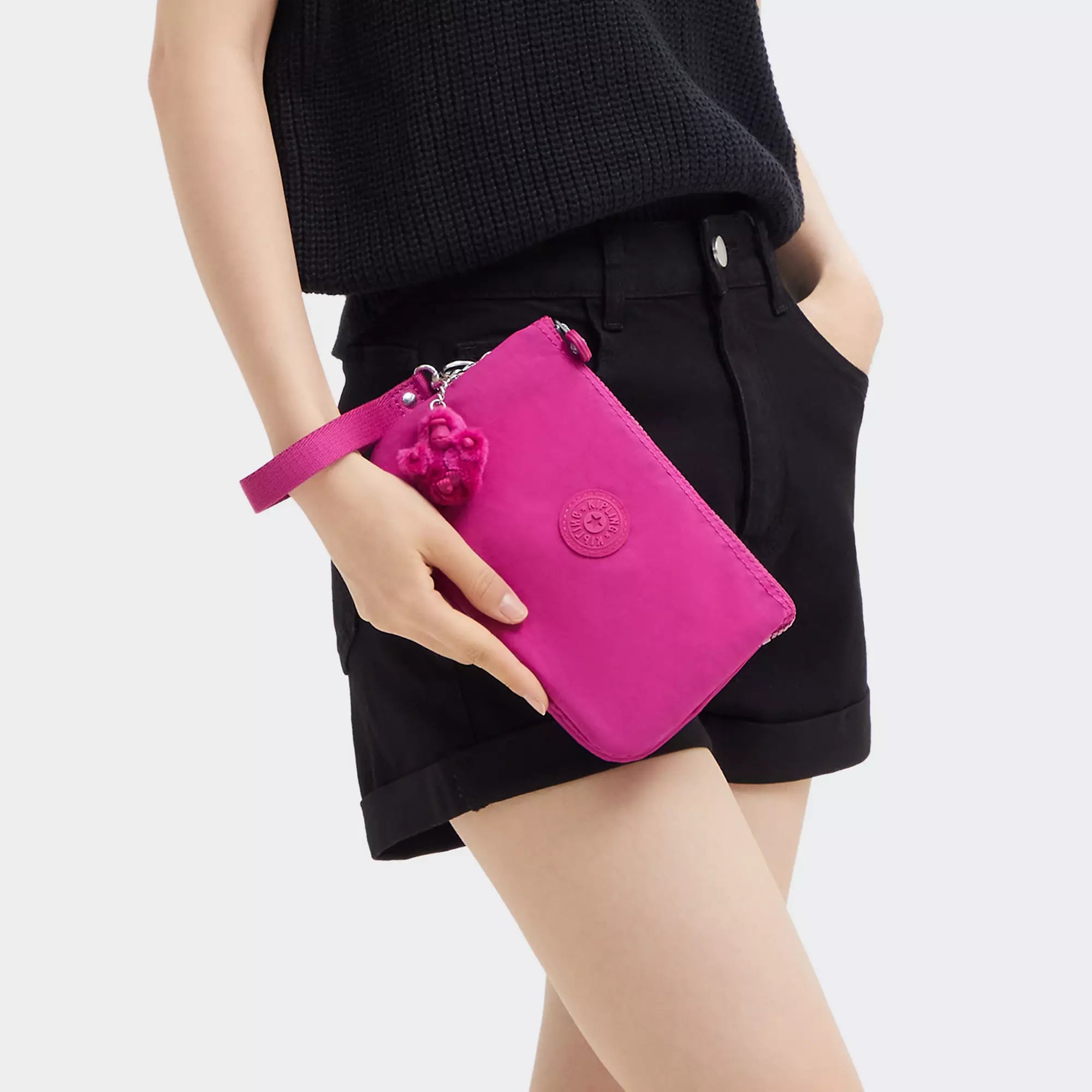 Kipling Creativity Extra Large Wristlet Wallet - Glowing Fuchsia Crossbody Bag for Women, Perfect for Travel, Shopping & Everyday Use