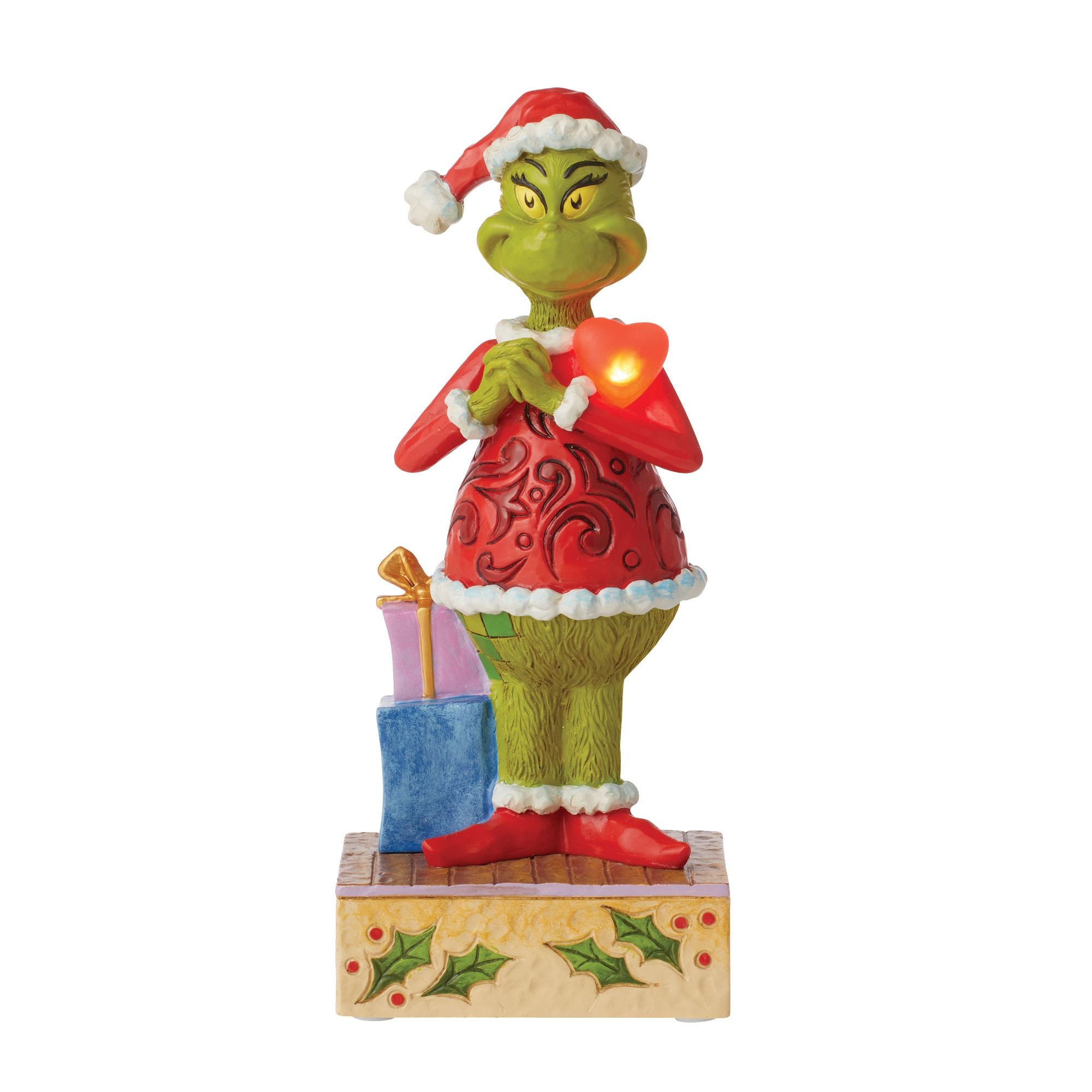 Grinch Plush Toy with Large Red Heart - Perfect for Christmas Decorations & Holiday Gifts