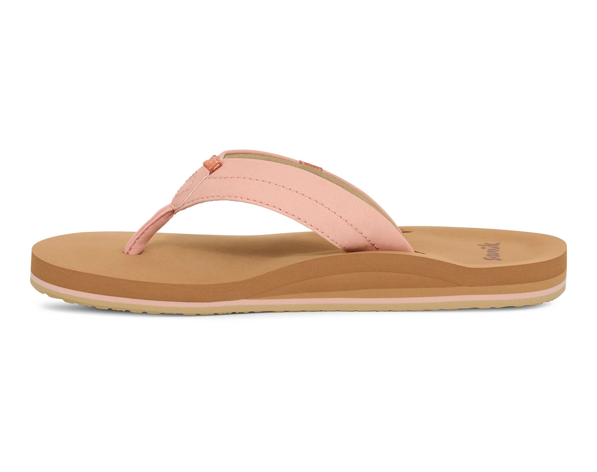 Sanuk Women's Sawyer Sandals - Comfortable Tan Leather Flip Flops for Beach, Travel & Casual Wear
