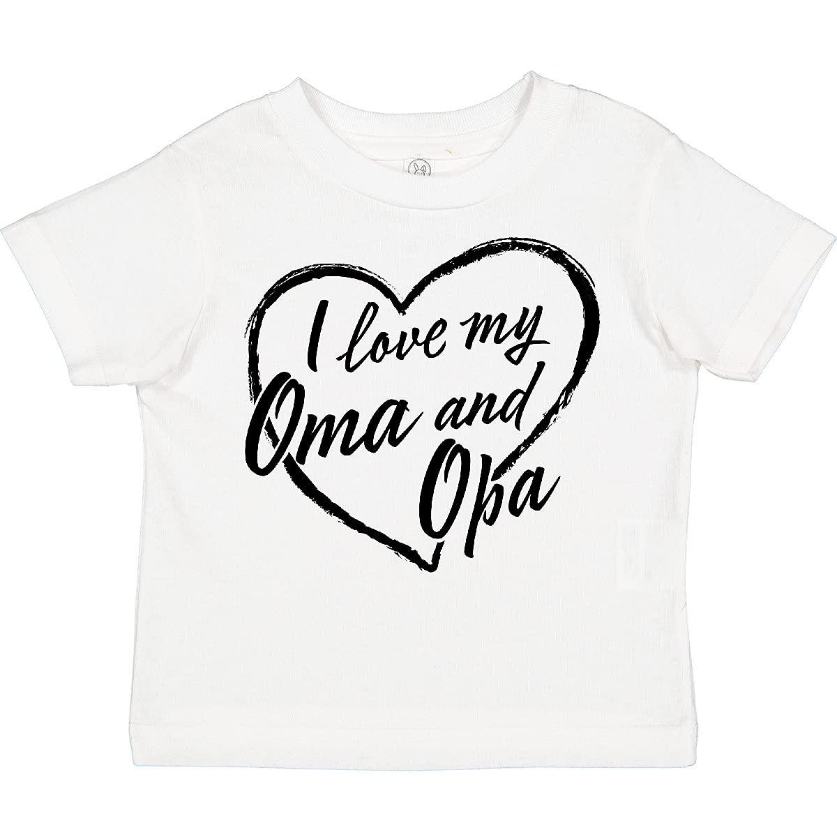 Inktastic I Love My Oma and Opa Black Chalk Heart Toddler T-Shirt - Cute Grandparent Apparel for Toddlers & Family Reunions