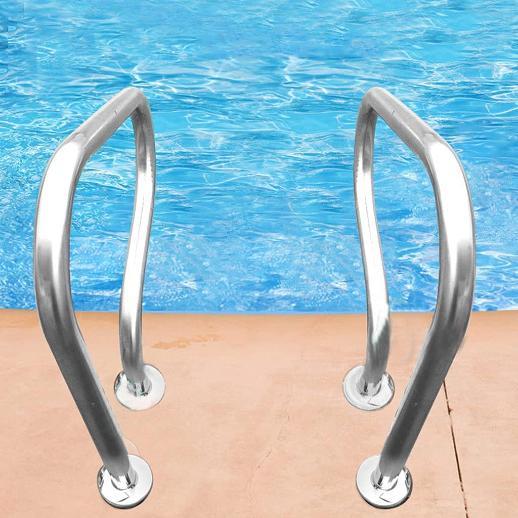 Stainless Steel Pool Handrail with Blue Grip Cover - Rustproof Swimming Pool Safety Railing with Drill Bit Screws - Perfect for Inground Pools, Spas, and Aquatic Therapy Areas