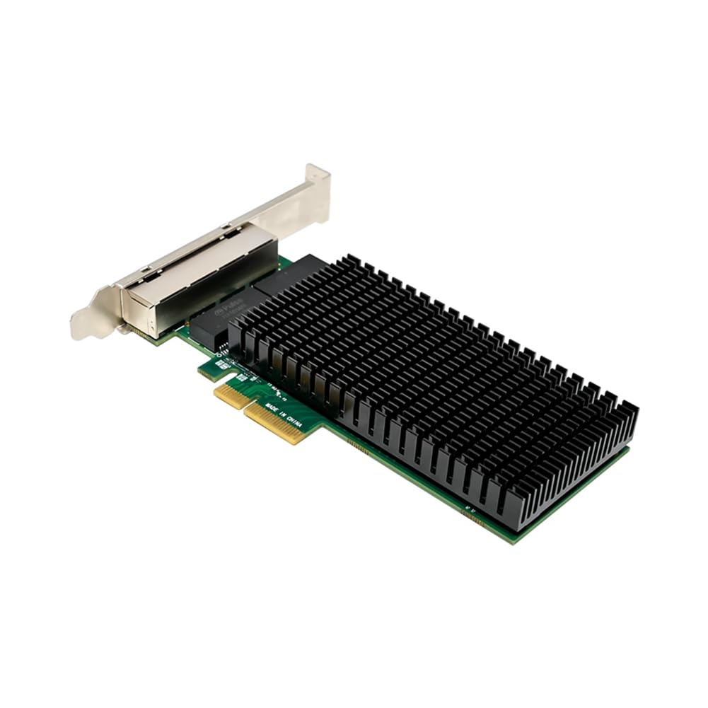 Reykentu PCI-E X4 Gigabit 4 Port Server Network Card - I210-T4 RJ45 Ethernet NIC for Industrial Camera & Vision Systems - High Performance Server NIC (1 Set, Green) - Ideal for Data Centers, Surveillance Systems & Industrial Automation