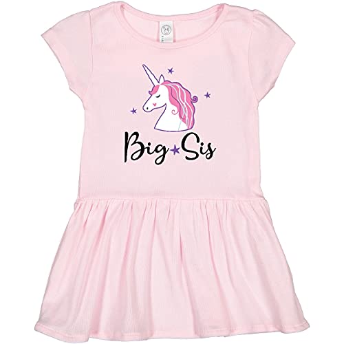 Inktastic Big Sis Unicorn Girls Sister Announcement Toddler Dress - Cute Unicorn Print Baby Girl Outfit for Sibling Reveal & Family Photos
