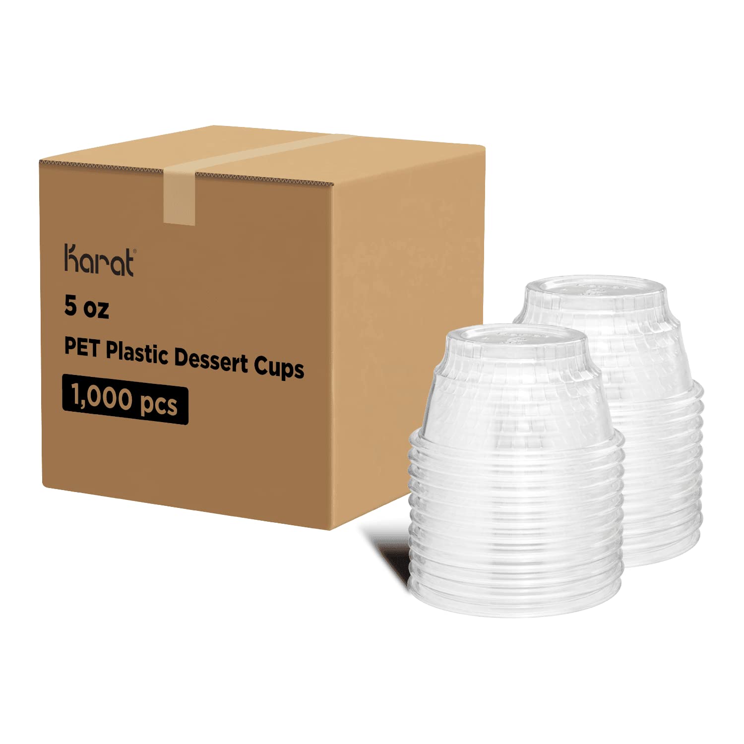 Karat C-KD5 5 oz Clear PET Plastic Dessert Cups - 1000 Count Case for Ice Cream, Pudding, Jello, Parfaits & Party Serving - BPA Free Disposable Containers