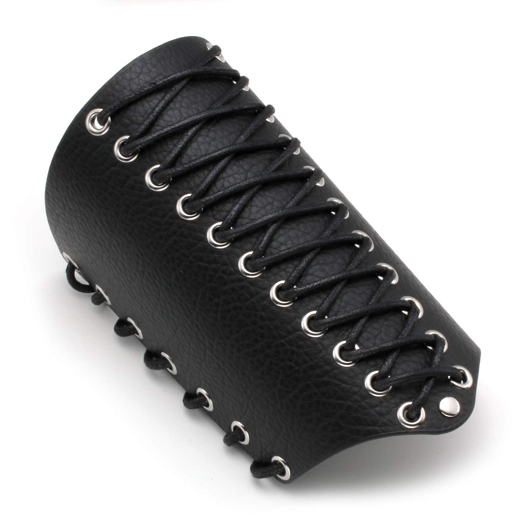 MILAKOO 2 Pack Men's Black Leather Wide Wrap Gauntlet Wristband - Adjustable Arm Armor Cuff for Motorcycle Riding, Cosplay & Medieval Costume Accessories