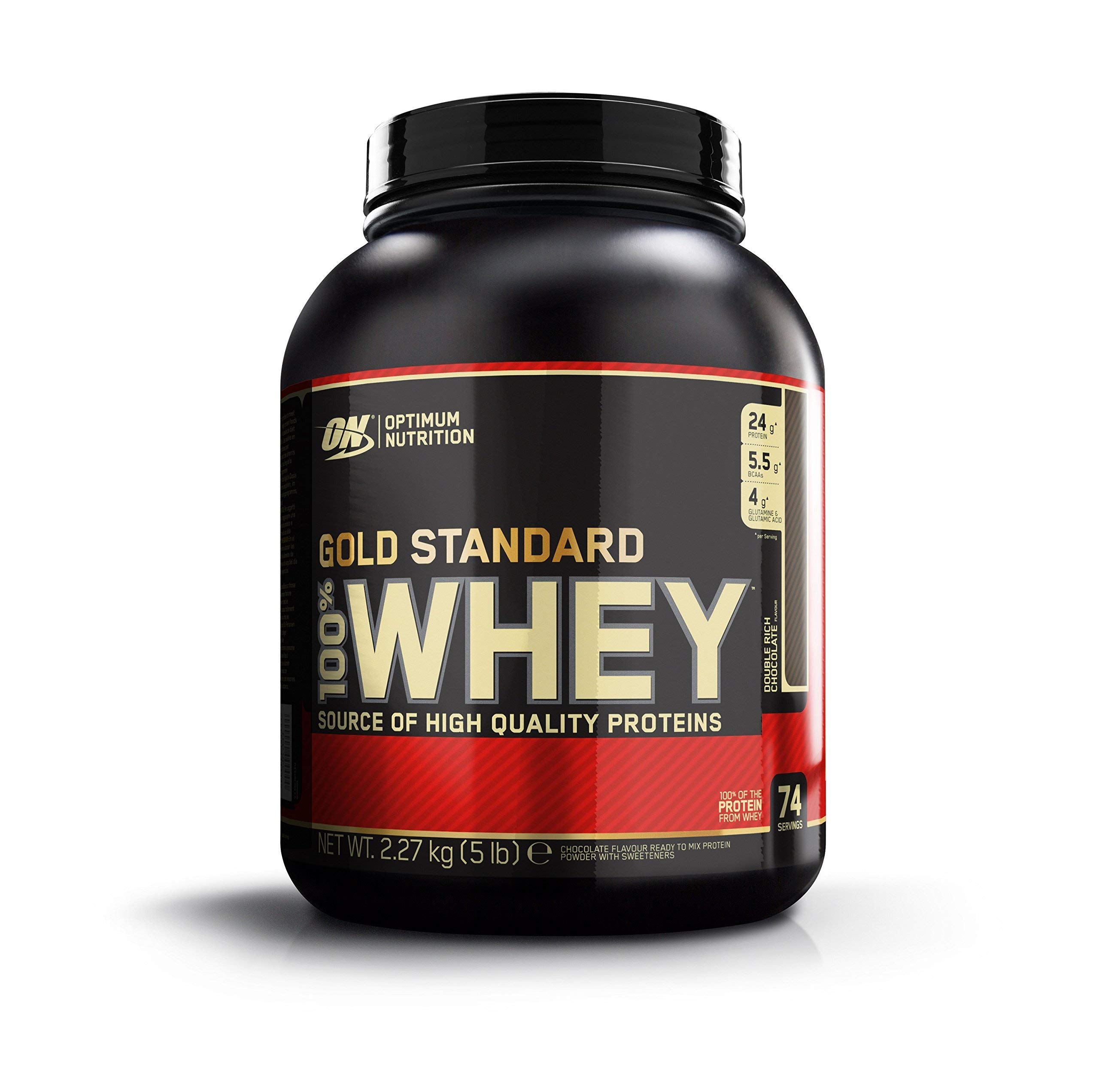 Optimum Nutrition 100% Whey Gold Standard Protein Powder - 5lbs (2.27kg) Double Rich Chocolate Flavor for Muscle Recovery & Growth - Ideal for Post-Workout, Weight Training & Fitness Enthusiasts