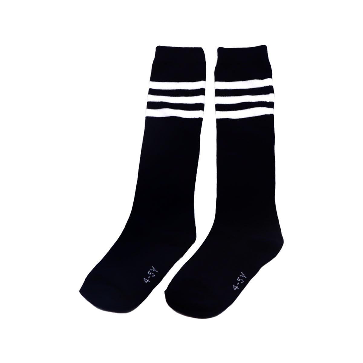 Flyusa 1 Pair Toddler Knee High Soccer Socks - Cotton Team Socks for Boys & Girls 4-5 Years Old - Perfect for Sports, School & Everyday Wear