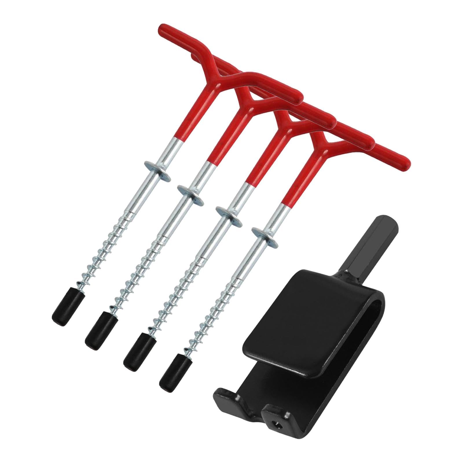 **KQFCAZRE Ice Fishing Anchor Tool Kit - 4 Tent Stake Nails & Power Drill Adapter for Ice Fishing Shelters | Durable Ice Anchor Accessories for Winter Fishing & Outdoor Camping**