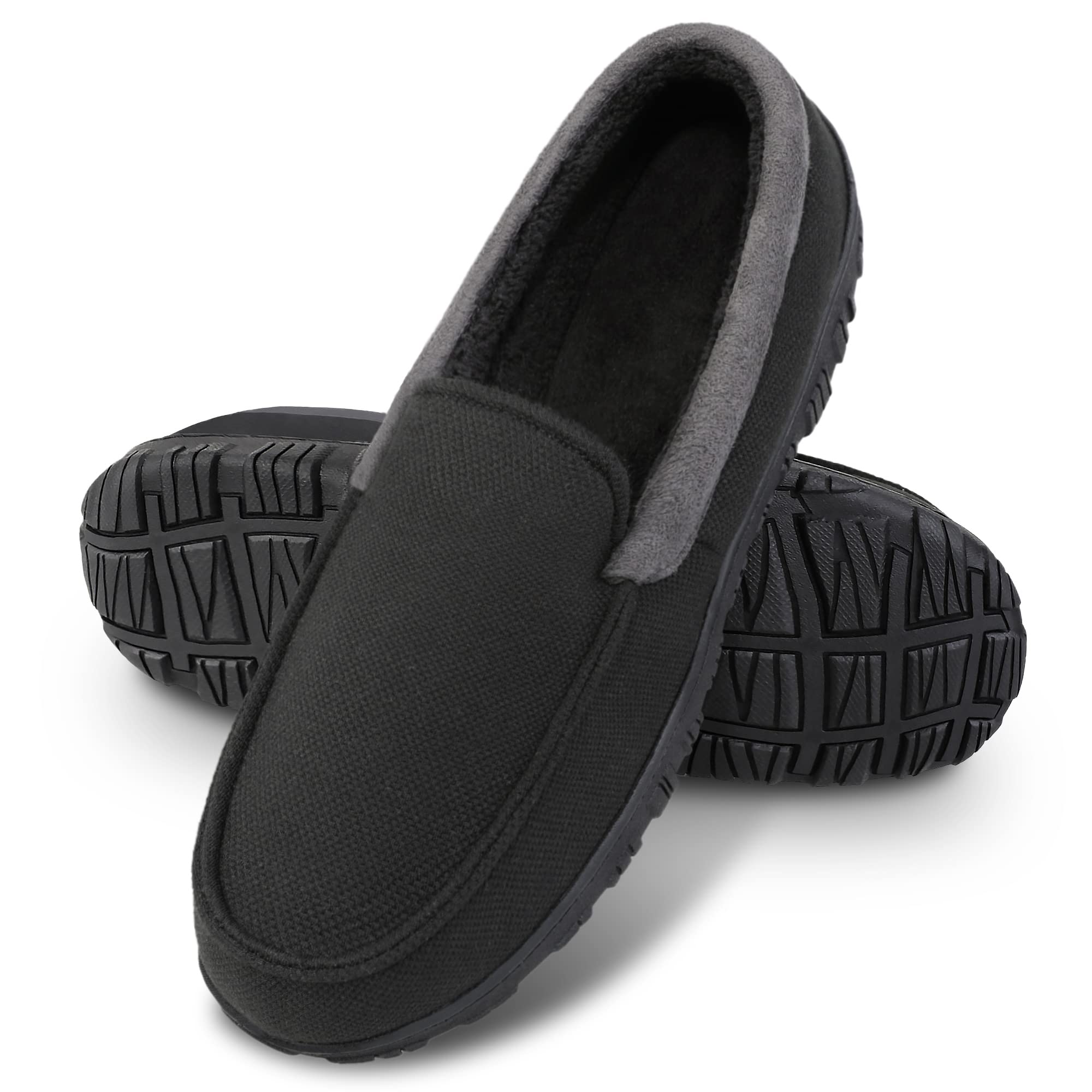 BigWow Men's Memory Foam Slippers - Soft Indoor/Outdoor Moccasin House Shoes for Men - Comfortable for Home, Office, and Travel Use