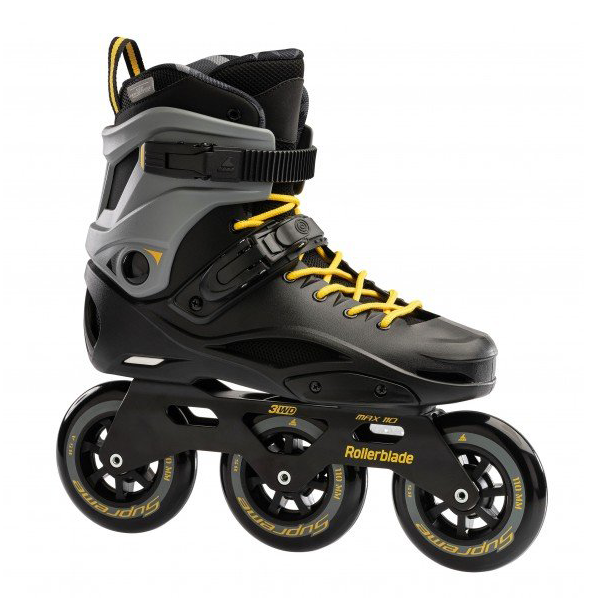Rollerblade RB 110 3WD Inline Skates - Black/Saffron Yellow - High-Performance 3-Wheel Skates for Adults, Fitness & Urban Skating