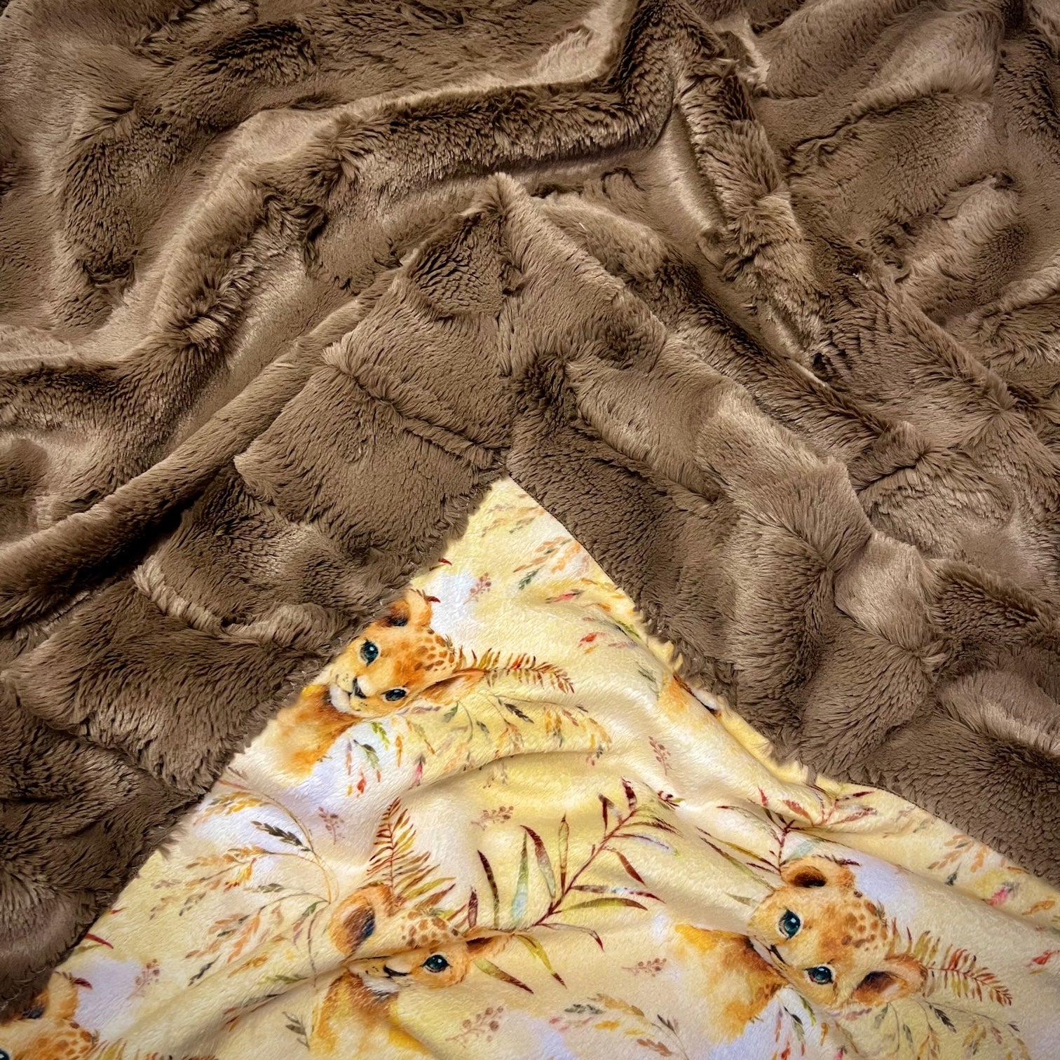 Lion Cub Luxe Truffle Minky Baby Blanket 36