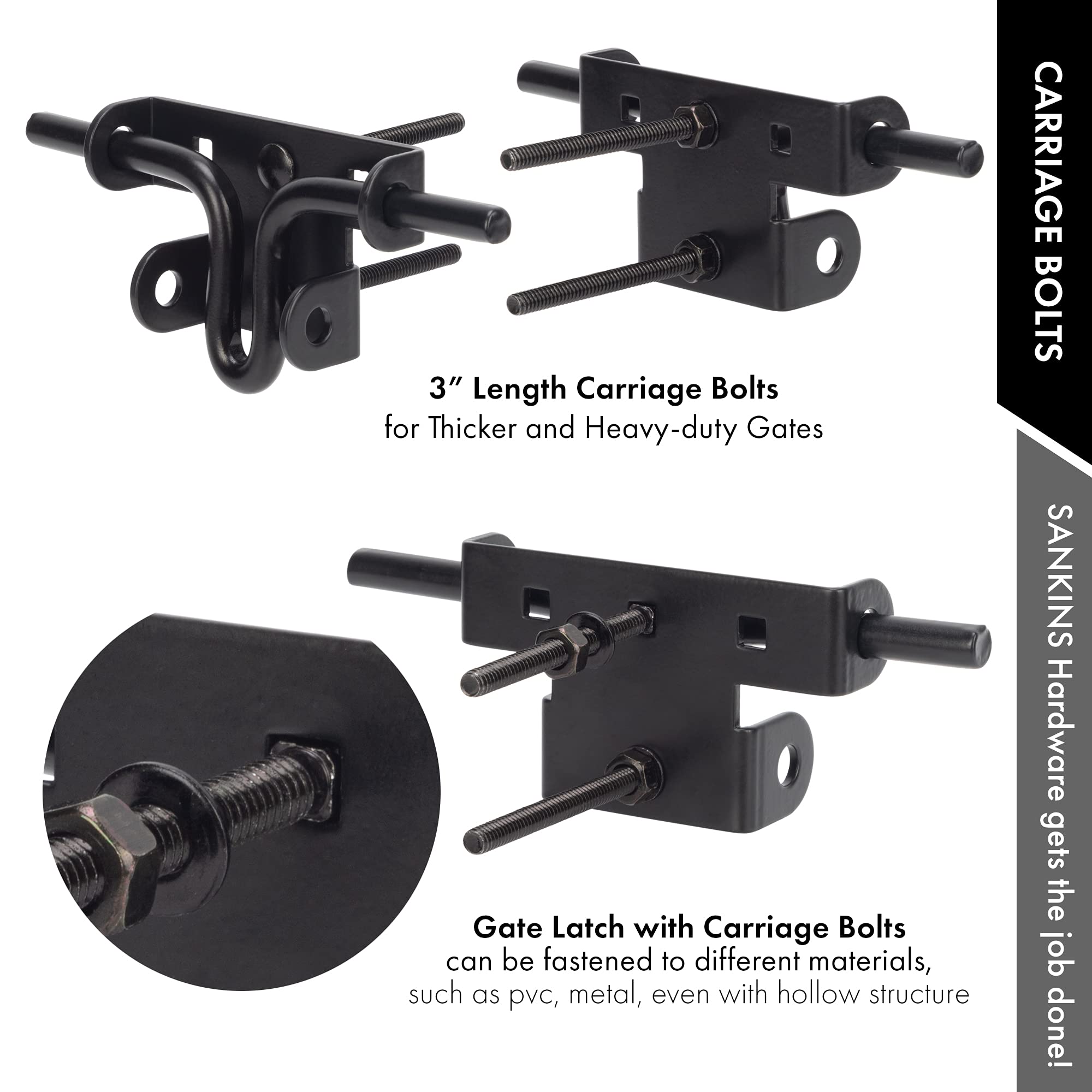 Heavy Duty Slide Bolt Gate Latch - Solid Thickened Steel Sliding Door Lock with Padlock Hole | Secure Wooden Fence, Shed, Yard & Barn Doors | Outdoor Rustproof Hardware for Garden, Farm & Backyard Security