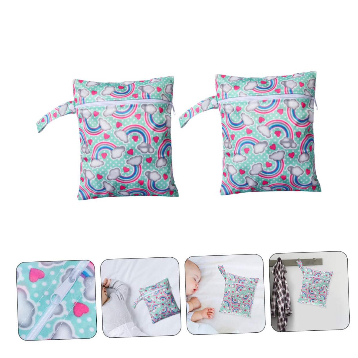 Waterproof Cartoon Print Diaper Bag - Portable Baby Diaper Organizer with Hanging Storage | Perfect for Travel, Daycare & On-the-Go Parents