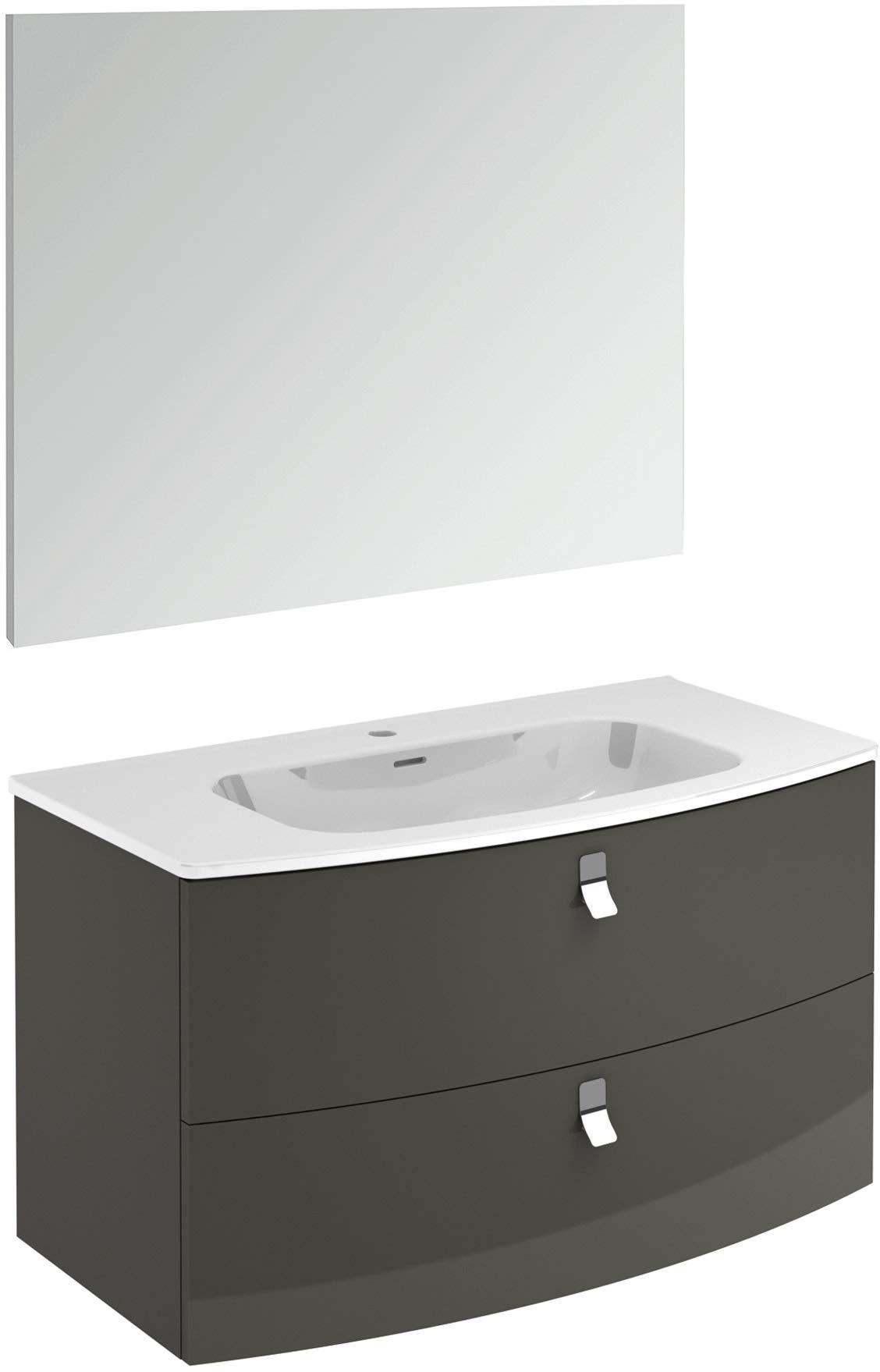 Rondo 100F Pack 1 Vanity Set - 2-Piece Makeup Organizer with Mirror, Anthracite Gray | Perfect for Bedroom, Bathroom & Travel Cosmetic Storage