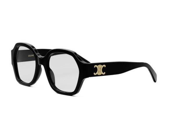 Celine TRIOMPHE CL50134I 001 Shiny Black Geometric Women's Eyeglasses - Fashionable Cat Eye Glasses for Women, UV Protection & Lightweight Frame | Perfect for Office, Reading & Everyday Wear