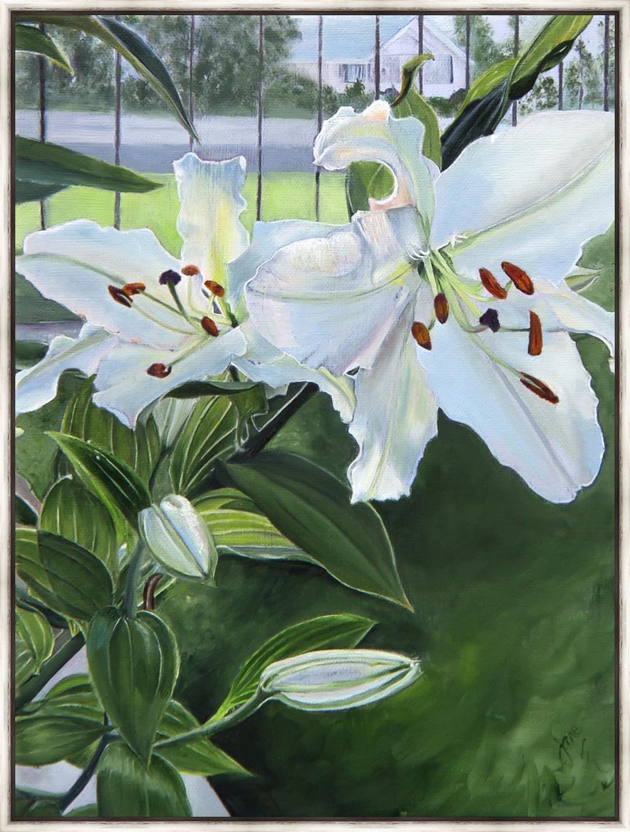 Luscious Lilies Large Wall Art - Floral Canvas Painting for Living Room, Bedroom & Office Decor - Elegant Home & Office Wall Decorations