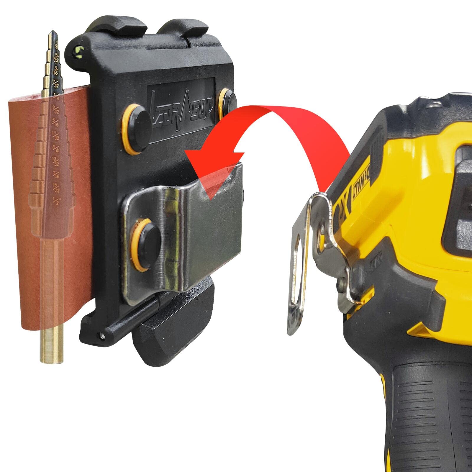 **Heavy Duty Tape Measure Holder & Drill Holster - Tactical Tool Belt Clip with Hook - Small Electrician Pouch for Cordless Tools | Perfect for Construction, DIY & Electrician Work**
