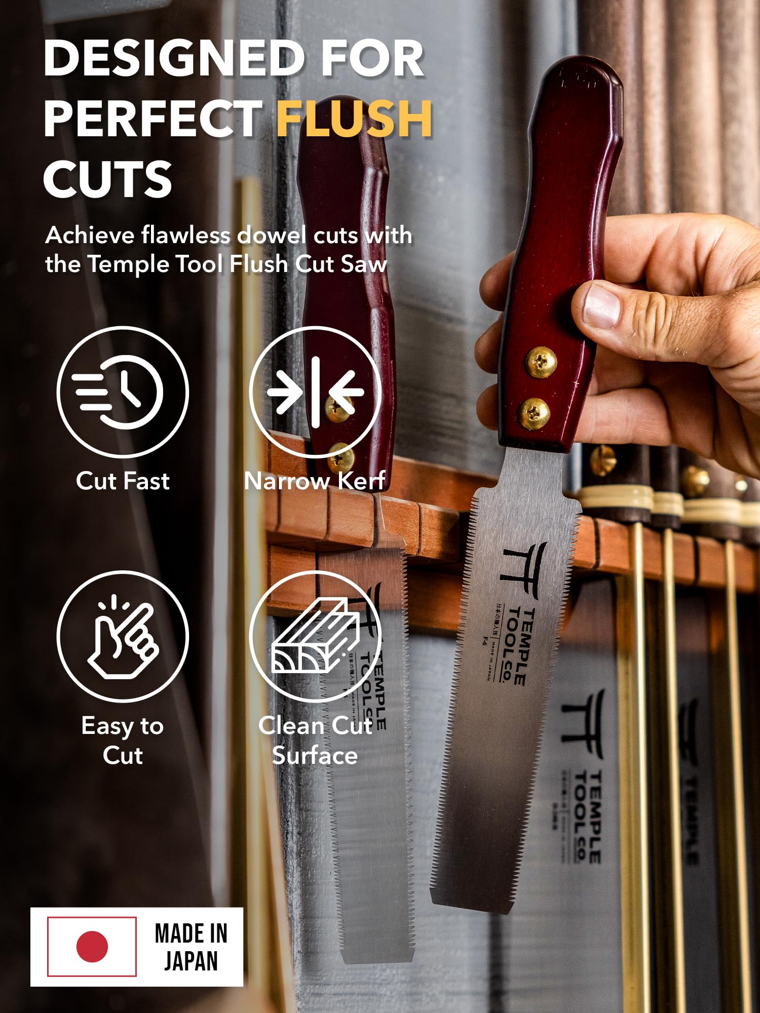 Japanese Flush Cut Saw - 6 Inch Double Edge Pull Saw for Precise Woodworking - Hardwood & Softwood Hand Saw for Flush Cutting Dowels, Pegs, Wedges - Perfect for DIY Projects, Woodworking, and Temple Tool Restoration