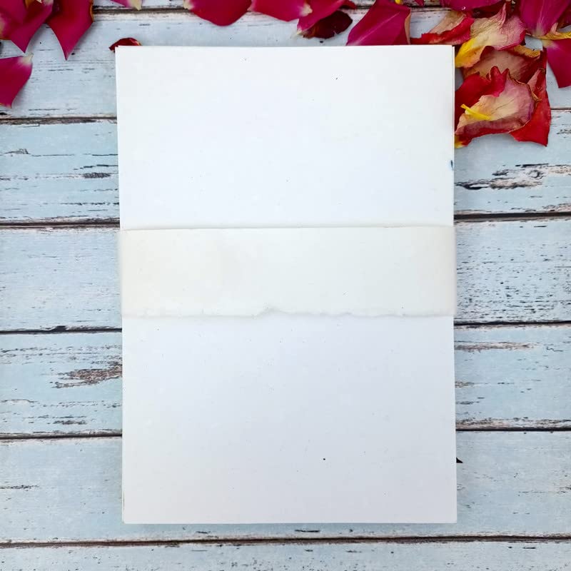 Premium A5 300 GSM Deckle Edge Card Stock - Handmade Ivory White Paper for Invitations, DIY Cards & Crafting - 5.8