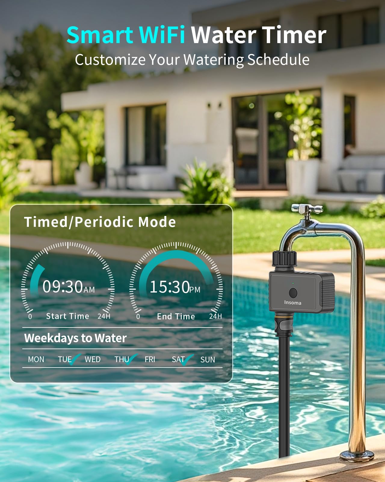Smart WiFi Sprinkler Timer for Garden - 2.4GHz WiFi Hub, App & Voice Control (Alexa/Google Assistant), Rain Delay & Manual Watering - Perfect for Yard, Lawn & Plant Irrigation System | Outdoor Watering Solution for Home Gardens & Landscapes
