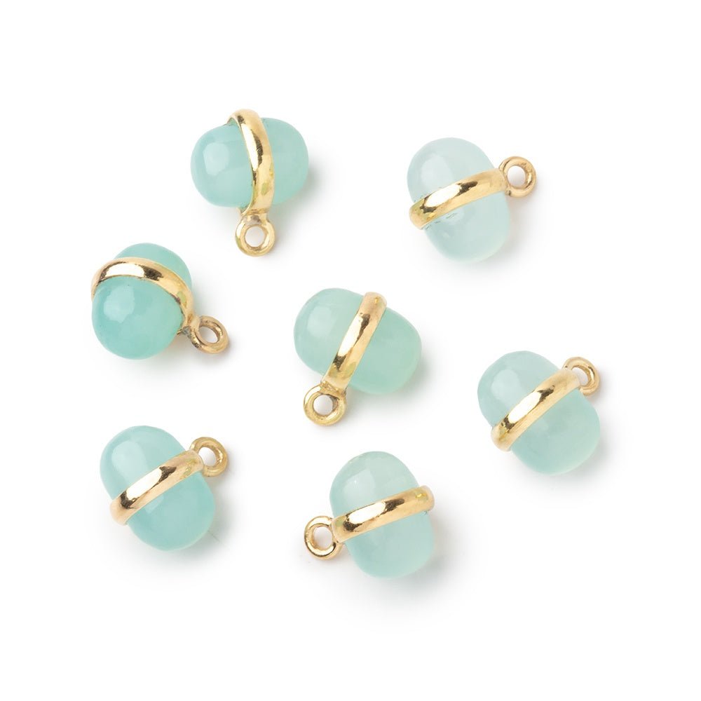 10x7mm Vermeil Bezel Seafoam Chalcedony Plain Oval Pendant - Elegant Jewelry Focal Piece for Necklace Making, DIY Crafts & Gift Giving