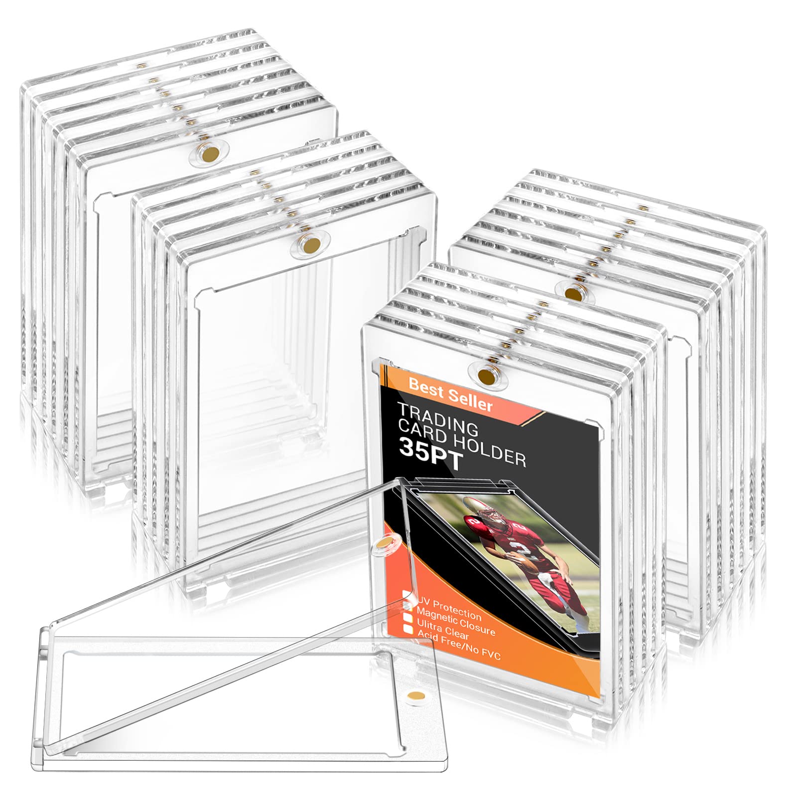 23 Pack - 35PT Magnetic Baseball Trading Card Holders, Hard Acrylic Card Protectors for Sports & Collectible Cards - Standard Size for Game, Display & Storage