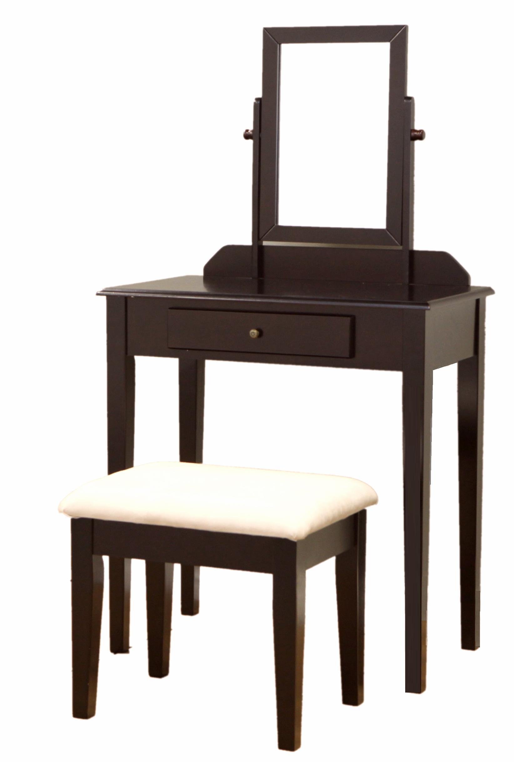 Frenchi Furniture Wood 3-Piece Vanity Set with Mirror & Stool - Elegant Bathroom Vanity Set for Makeup, Dressing Room & Bedroom Decor