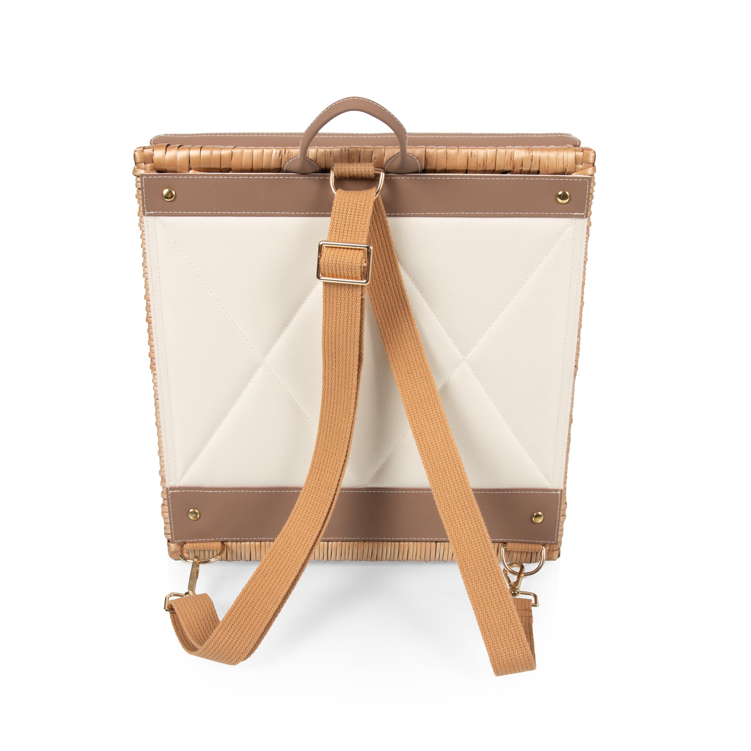 PICNIC TIME Corsica Grande Wine & Cheese Basket Backpack - Insulated Wine Tote Bag with Cheese Board - Perfect Gift for Wine Lovers (Beige Canvas) - Ideal for Picnics, Outdoor Gatherings & Wine Tasting Events