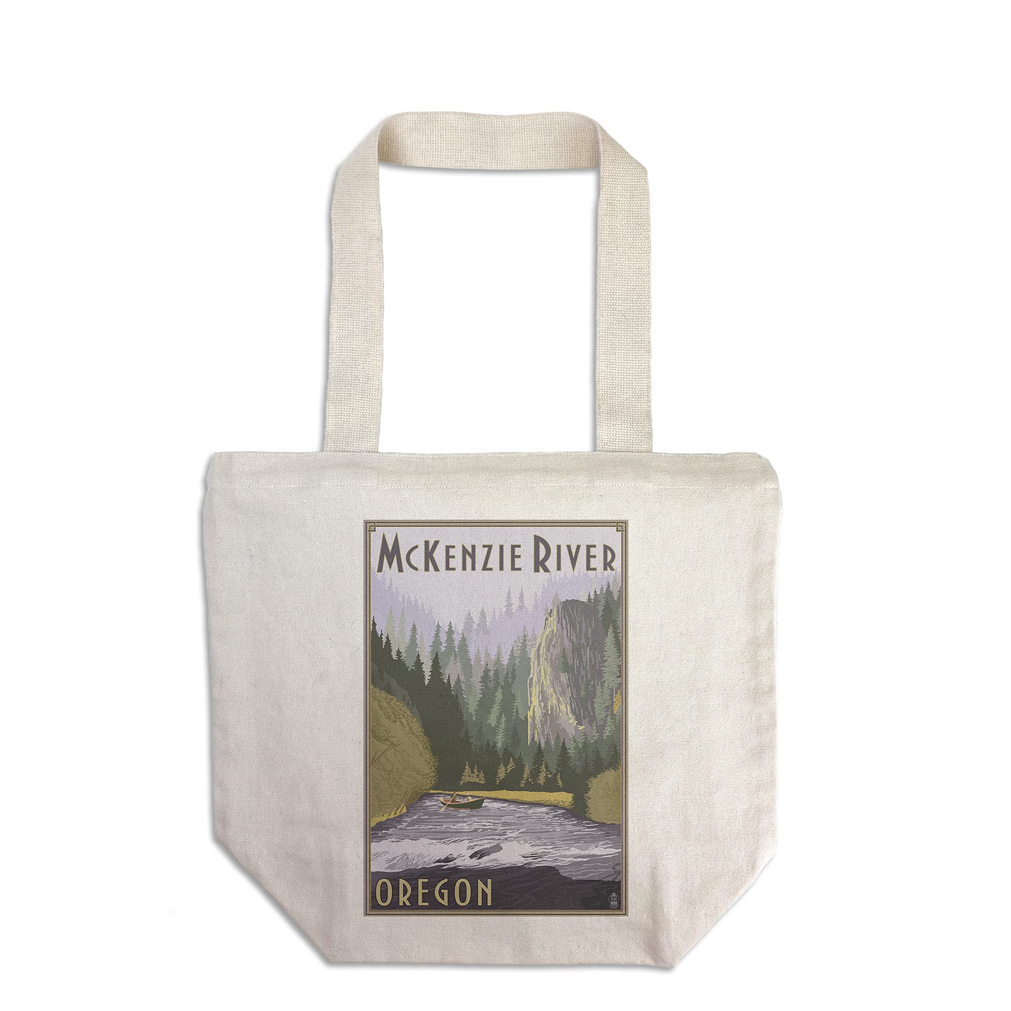 Lantern Press McKenzie River Oregon Canvas Tote Bag - 100% Cotton Reusable Shopping Bag for Groceries, Beach & Travel