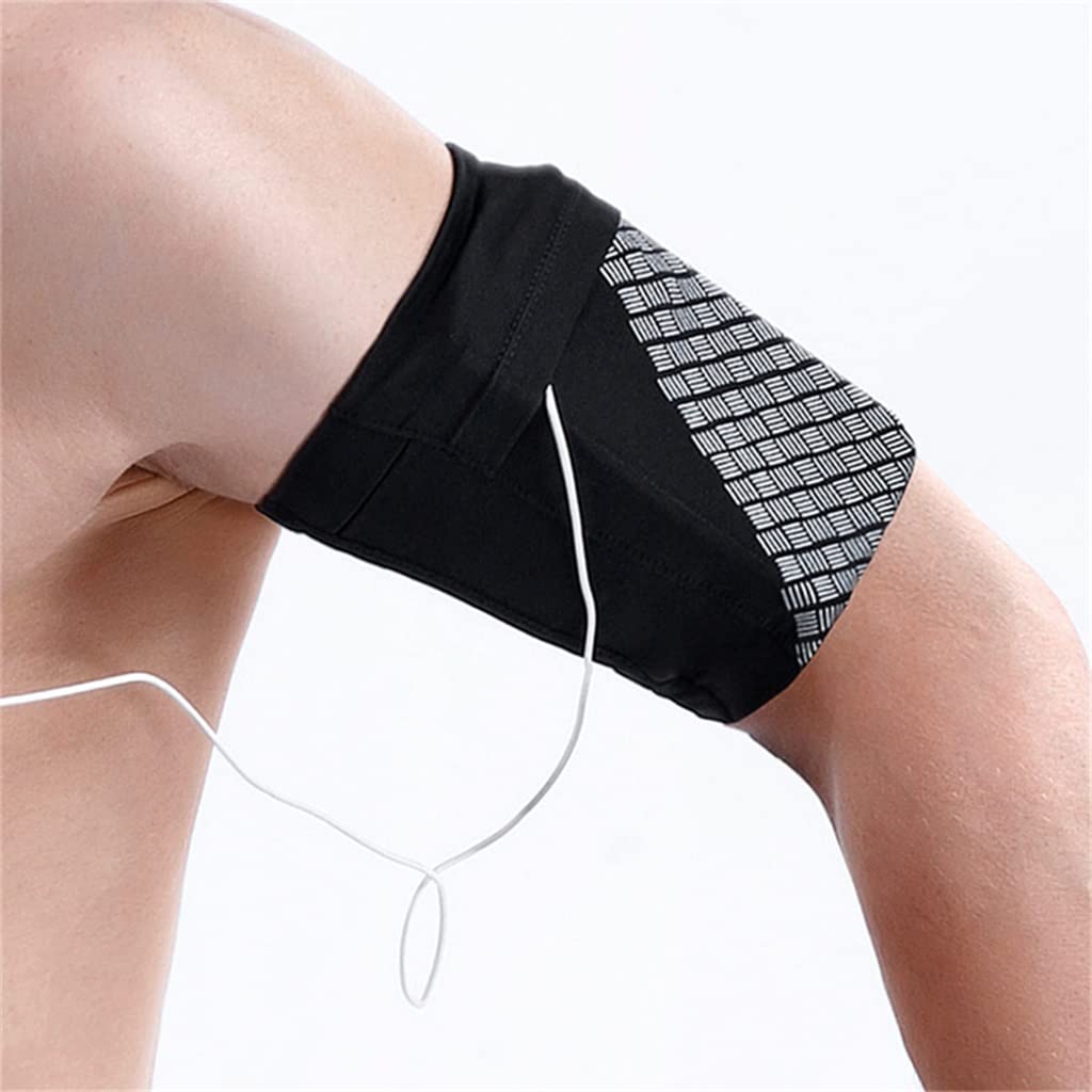 SJYDQ Unisex Sports Arm Band - Elastic Running Phone Holder, Gym & Outdoor Workout Accessory for iPhone & Android (Black, Small) - Perfect for Jogging, Hiking & Fitness Training