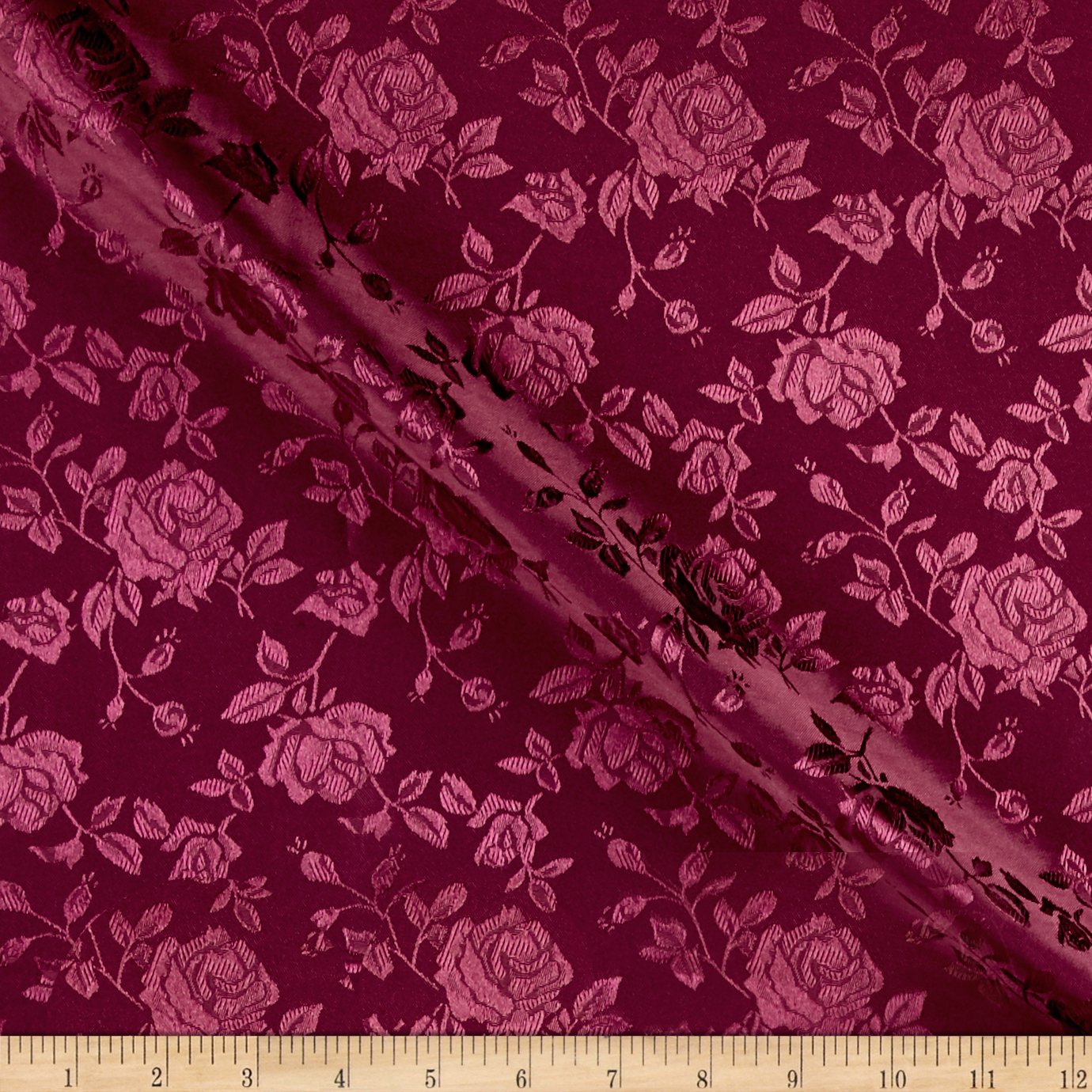 Burgundy Rose Satin Jacquard Fabric by the Yard - Premium Upholstery & Dressmaking Material for DIY Home Decor, Wedding Dresses, and Luxury Drapery
