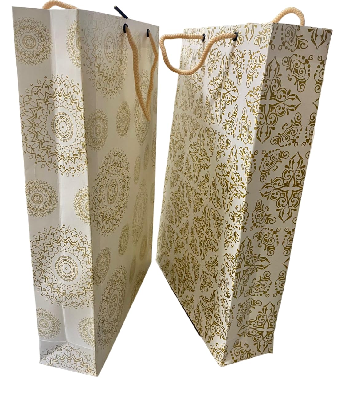 Premium White & Gold Medium Gift Bags - 10 Pack | Elegant Paper Shopping Bags for Parties, Weddings, Birthdays & Special Occasions | Eco-Friendly Carry Bags for Retail, Gifting & Events