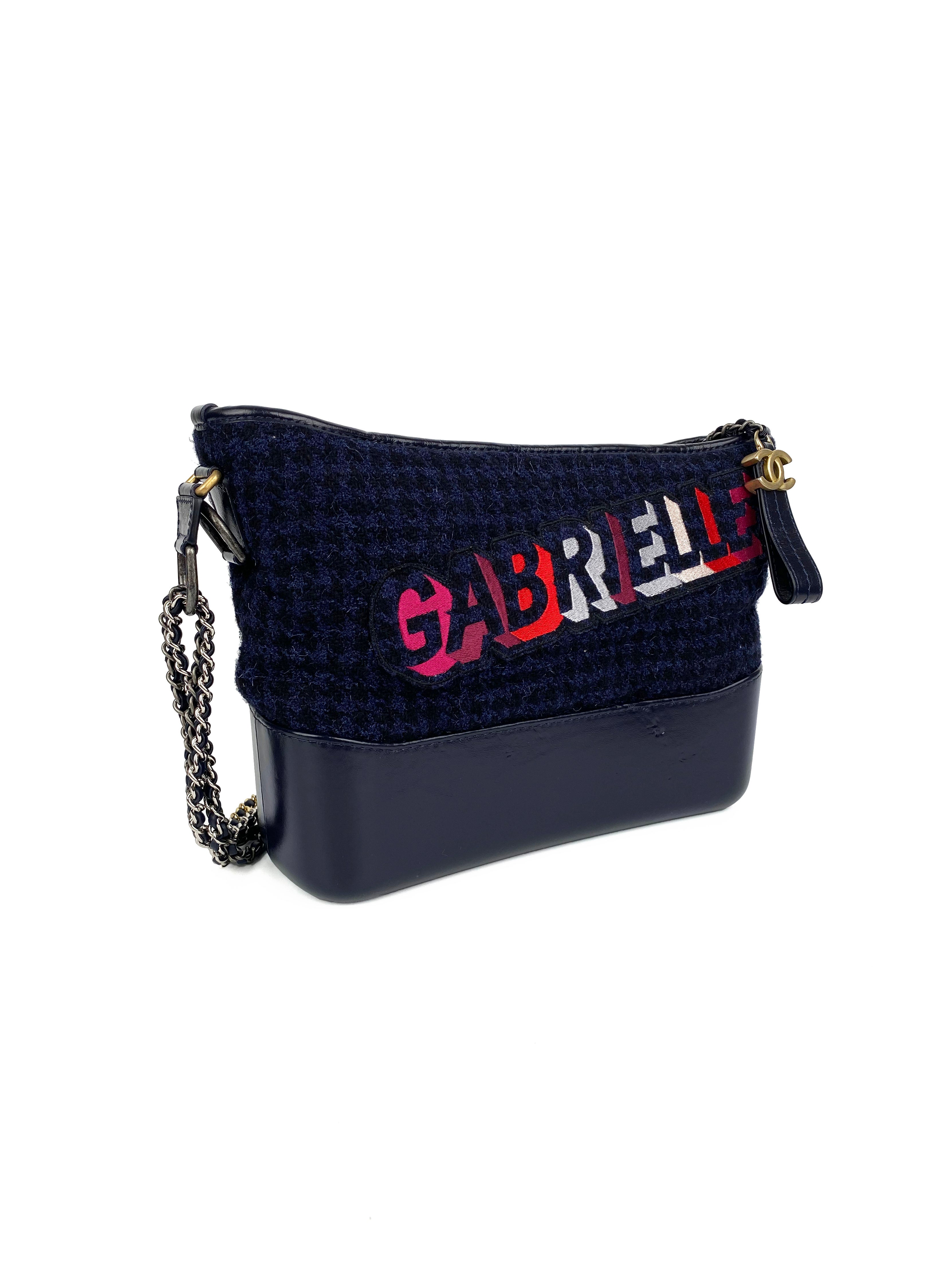 Chanel Navy Blue Tweed Gabrielle Small Handbag - Luxury Designer Shoulder Bag for Women, Perfect for Parties, Weddings & Evening Events