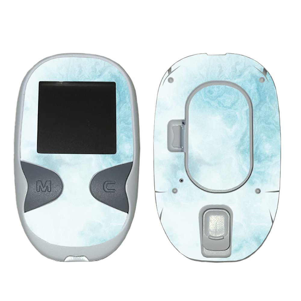 MightySkins Glossy Glitter Skin for Care Touch Glucose Meter - Blue Marble | Protective & Durable High-Gloss Finish | Easy to Apply | Made in USA | Perfect for Diabetics & Daily Glucose Monitoring