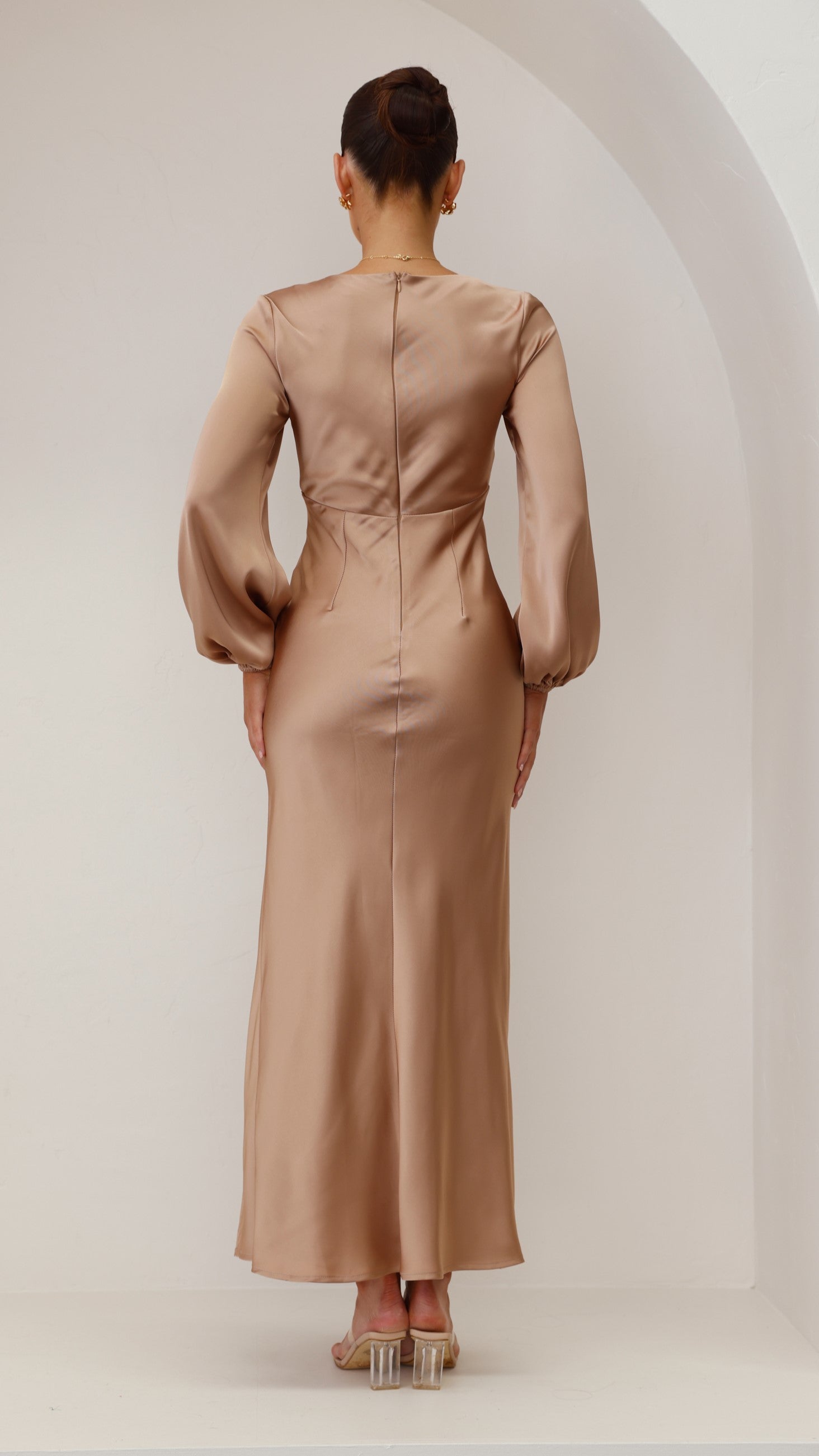 Brigitte Maxi Dress in Latte - Elegant Long Flowy Dress for Women, Perfect for Summer, Beach, Parties & Special Occasions