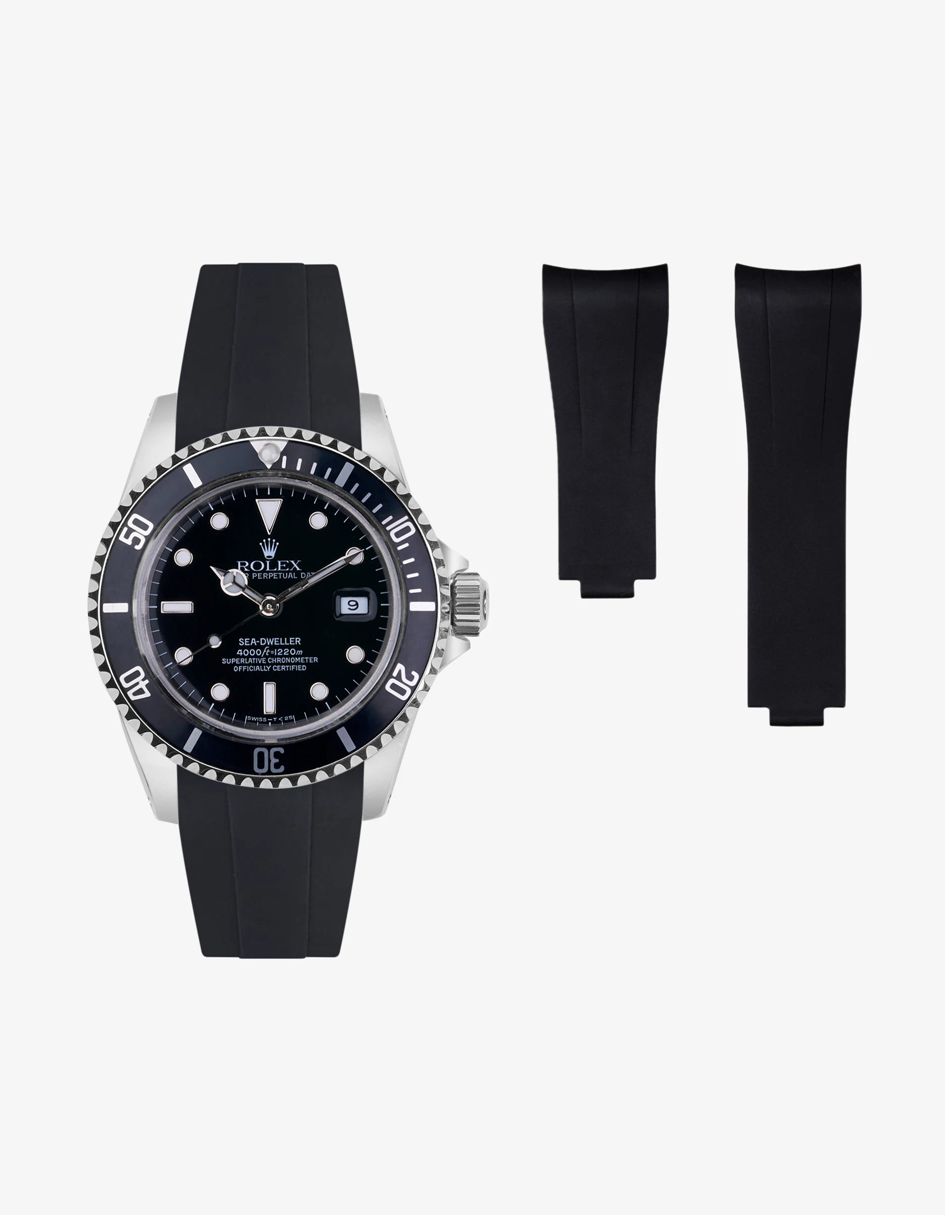 High-Quality FKM Rubber Watch Strap with Original Clasp for Rolex Sea Dweller 16600 - Durable, Comfortable & Waterproof for Diving, Swimming & Outdoor Activities