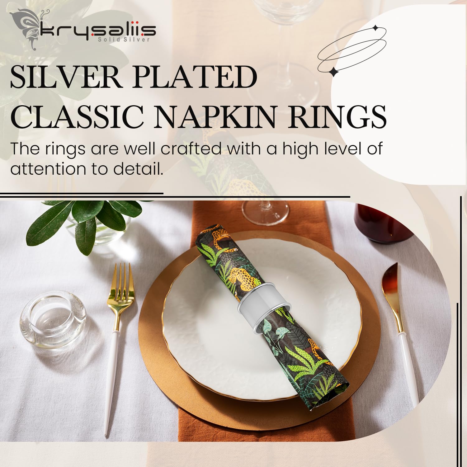 Elegant Engravable Silver-Plated Napkin Rings for Wedding & Dining - Personalized Stainless Steel Napkin Holder Set in Premium Gift Box | Perfect for Formal Dinner Parties, Holiday Tablescapes & Bridal Shower Decor