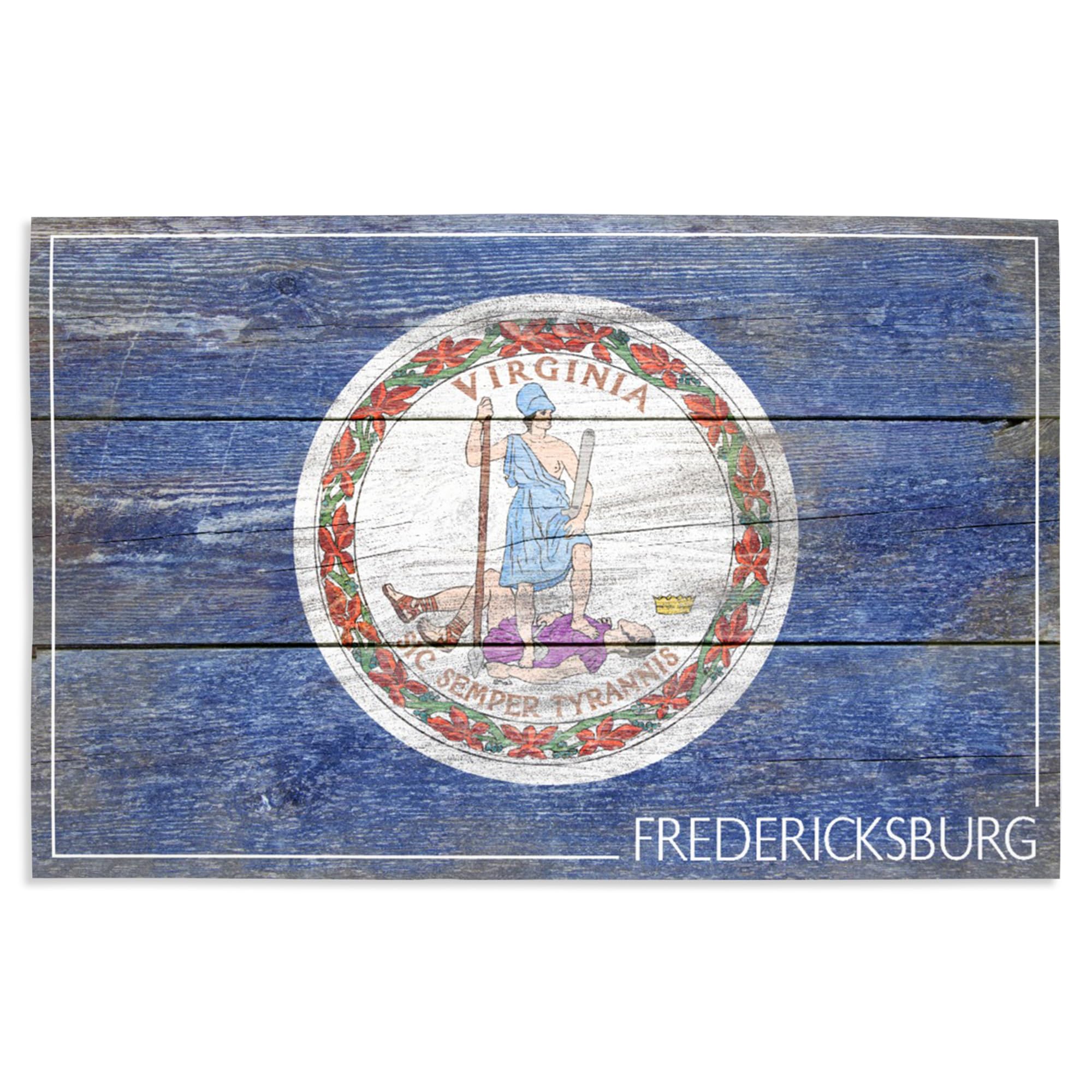 Lantern Press 16x24 Inch Giclee Print - Fredericksburg Virginia State Flag Rustic Wall Art Decor for Home, Office & Cabin