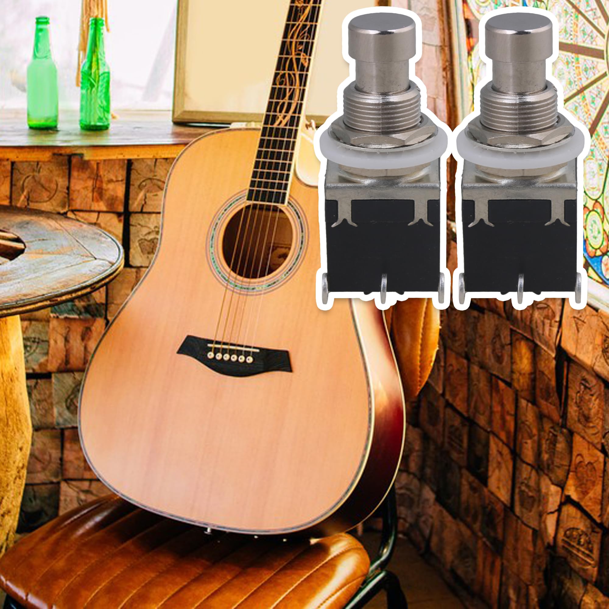 Lovermusic Black Plastic Guitar Effects Pedal - Stomp Box Foot Switch with Lock - Replacement for Electric Guitar (2-Pack) - Perfect for Live Performances & Studio Recording