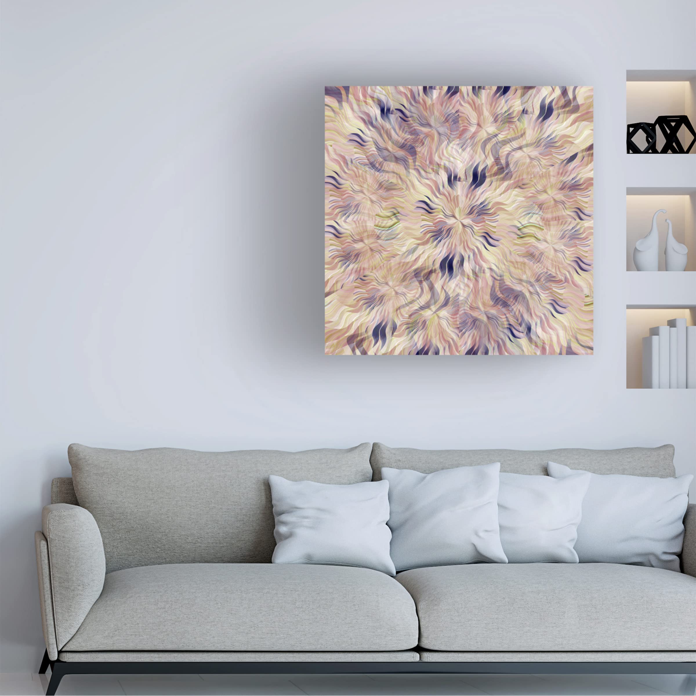 David Manlove 'Reverse Sea Floral Radial' Canvas Wall Art Print - Modern Botanical Home Decor for Living Room, Bedroom & Office